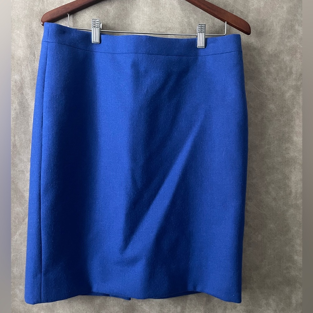 J. Crew Vibrant Blue Pencil 100% Wool Skirt